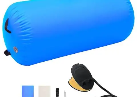 Rulou de gimnastică gonflabil cu pompă, albastru, 120x75 cm PVC - 1/5