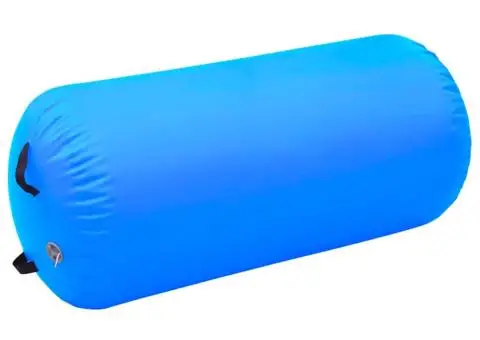 Rulou de gimnastică gonflabil cu pompă, albastru, 120x75 cm PVC - 2/5