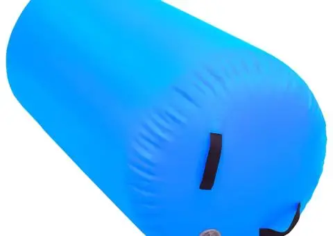 Rulou de gimnastică gonflabil cu pompă, albastru, 120x75 cm PVC - 4/5