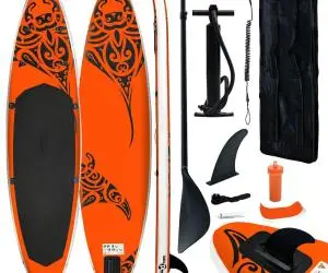 vidaXL Set de placă SUP gonflabilă, portocaliu, 305x76x15 cm