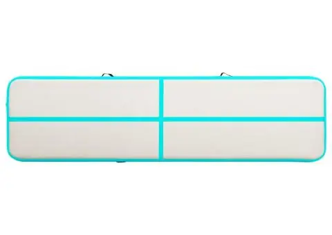 Saltea gimnastică gonflabilă cu pompă verde 700x100x20 cm PVC - 4/5