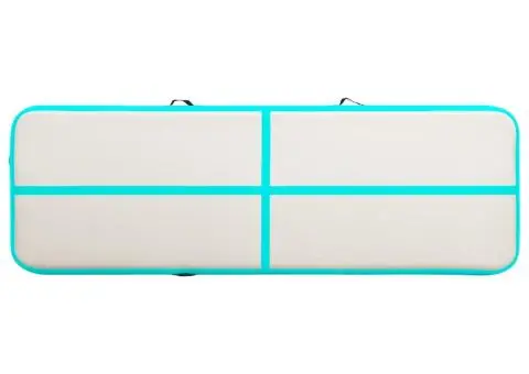 Saltea gimnastică gonflabilă cu pompă verde 300x100x20 cm PVC - 4/5