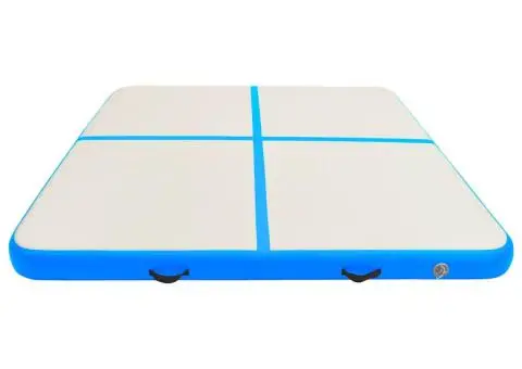 Saltea gimnastică gonflabilă cu pompă albastru 200x200x20cm PVC - 3/5