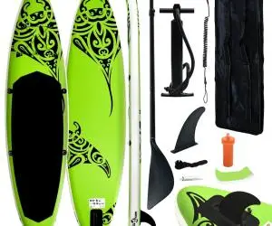 vidaXL Set de placă SUP gonflabilă, verde, 320x76x15 cm