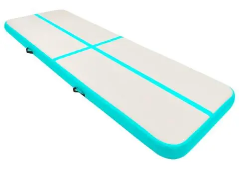 Saltea gimnastică gonflabilă cu pompă verde 500x100x20 cm PVC - 2/5