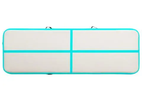 Saltea gimnastică gonflabilă cu pompă verde 500x100x20 cm PVC - 4/5