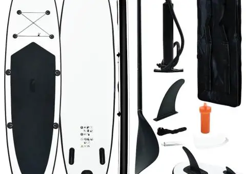 Set de placă SUP gonflabilă, negru si alb - 1/5