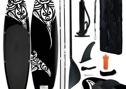 Set de placă SUP gonflabilă, negru, 366x76x15 cm - 1/5