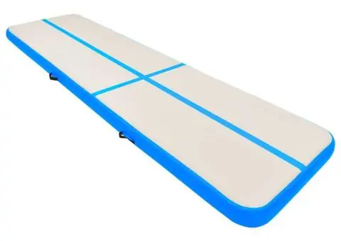 Saltea gimnastică gonflabilă cu pompă albastru 800x100x20cm PVC - 2/5