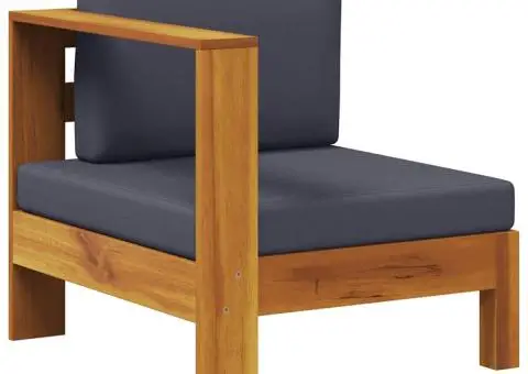 Canapea de mijloc cu 1 cotieră, gri închis, lemn masiv acacia - 2/5