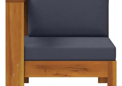 Canapea de mijloc cu 1 cotieră, gri închis, lemn masiv acacia - 3/5