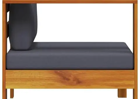 Canapea de mijloc cu 1 cotieră, gri închis, lemn masiv acacia - 4/5