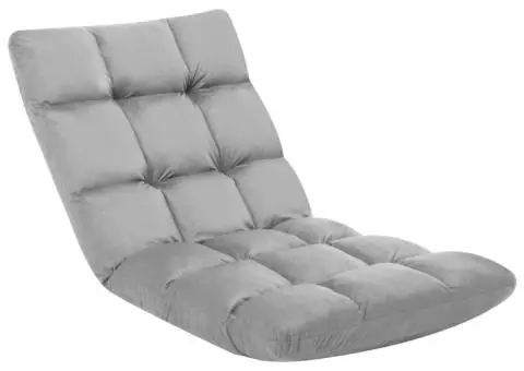 Scaun de podea pliabil, gri deschis, microfibră - 2/5