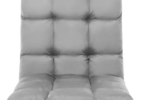 Scaun de podea pliabil, gri deschis, microfibră - 3/5