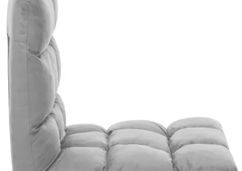 Scaun de podea pliabil, gri deschis, microfibră - 4/5