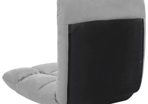 Scaun de podea pliabil, gri deschis, microfibră - 5/5