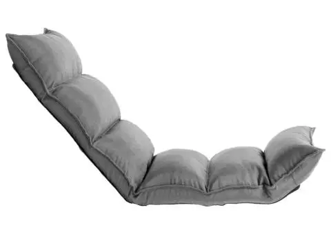 Scaun de podea pliabil, gri deschis, material textil - 3/5