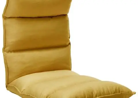 Scaun de podea pliant, galben muștar, material textil - 1/5