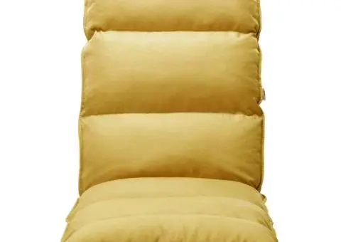 Scaun de podea pliant, galben muștar, material textil - 2/5