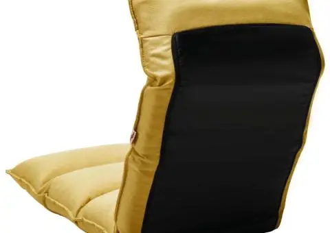 Scaun de podea pliant, galben muștar, material textil - 4/5