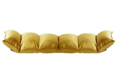 Scaun de podea pliant, galben muștar, material textil - 5/5