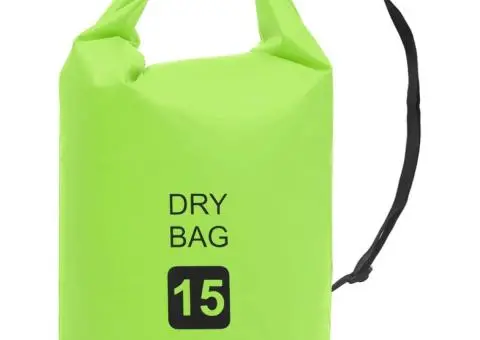 Rucsac impermeabil, verde, 15 L, PVC - 1/5