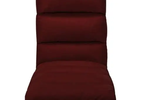 Scaun de podea pliabil, roșu vin, piele ecologică - 2/5