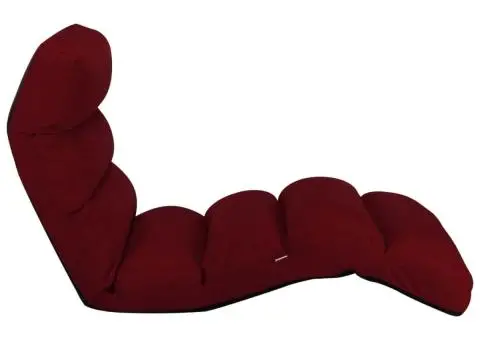 Scaun de podea pliabil, roșu vin, piele ecologică - 3/5