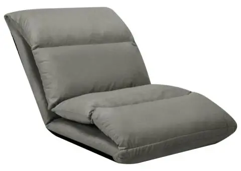 Scaun de podea pliabil, gri închis, microfibră - 3/5