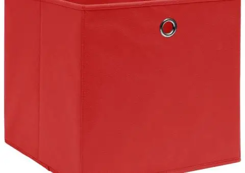 Cutii depozitare, 10 buc., roșu, 28x28x28 cm, textil nețesut - 2/5