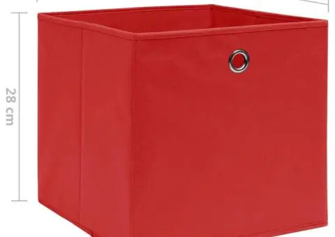 Cutii depozitare, 10 buc., roșu, 28x28x28 cm, textil nețesut - 5/5