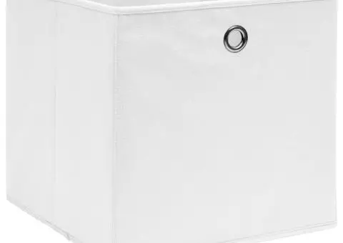 Cutii depozitare, 10 buc., alb, 28x28x28 cm, material nețesut - 2/5