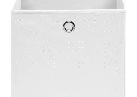 Cutii depozitare, 10 buc., alb, 28x28x28 cm, material nețesut - 3/5