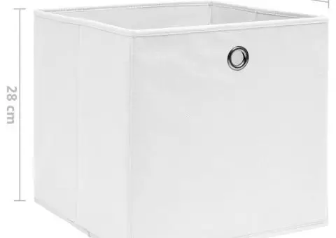 Cutii depozitare, 10 buc., alb, 28x28x28 cm, material nețesut - 5/5