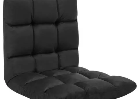 Scaun de podea pliabil, negru, microfibră - 1/5