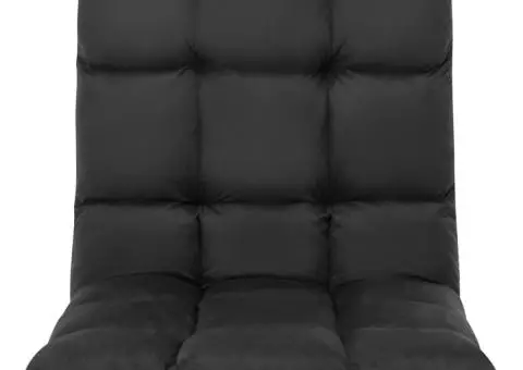 Scaun de podea pliabil, negru, microfibră - 3/5