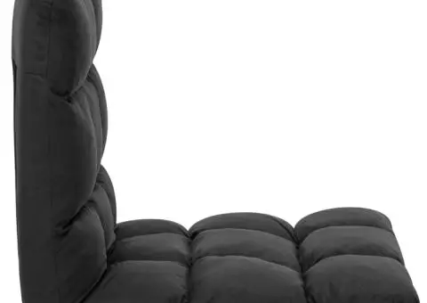 Scaun de podea pliabil, negru, microfibră - 4/5