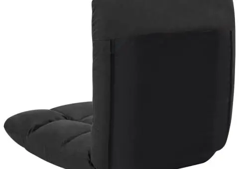 Scaun de podea pliabil, negru, microfibră - 5/5