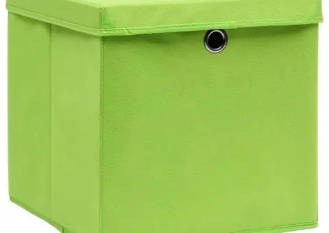 Cutii depozitare cu capac, 4 buc., verde, 28x28x28 cm - 2/5