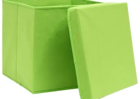 Cutii depozitare cu capac, 4 buc., verde, 28x28x28 cm - 3/5