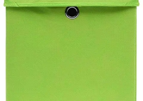 Cutii depozitare cu capac, 4 buc., verde, 28x28x28 cm - 4/5