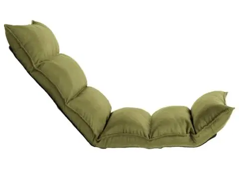 Scaun de podea pliabil, verde, material textil - 3/5