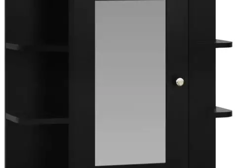 Dulap de baie cu oglindă, negru, 66x17x63 cm, MDF - 2/5