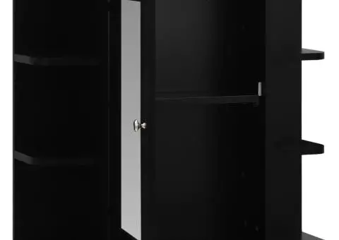 Dulap de baie cu oglindă, negru, 66x17x63 cm, MDF - 3/5