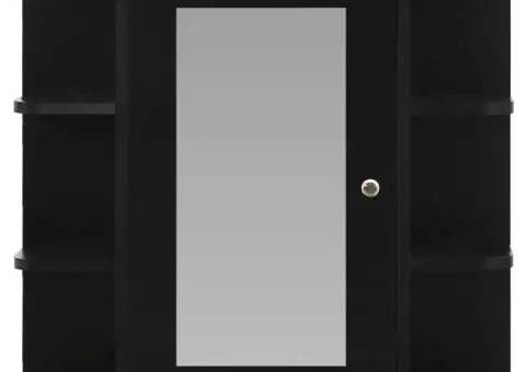 Dulap de baie cu oglindă, negru, 66x17x63 cm, MDF - 4/5