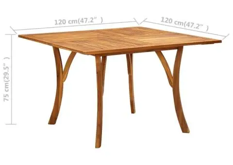 Masă de grădină, 120 x 120 x 75 cm, lemn masiv de acacia - 5/5