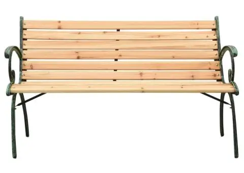 Bancă de grădină, 123 cm, fontă și lemn masiv de brad - 2/5