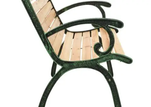 Bancă de grădină, 123 cm, fontă și lemn masiv de brad - 3/5