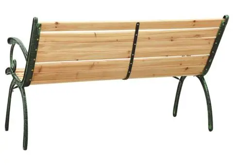 Bancă de grădină, 123 cm, fontă și lemn masiv de brad - 4/5