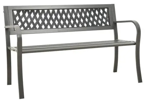 Bancă de grădină, gri, 125 cm, oțel - 1/5